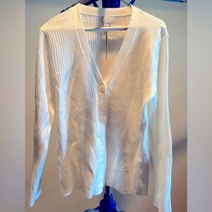 A New Day White Ribbed V Neck Cardigan